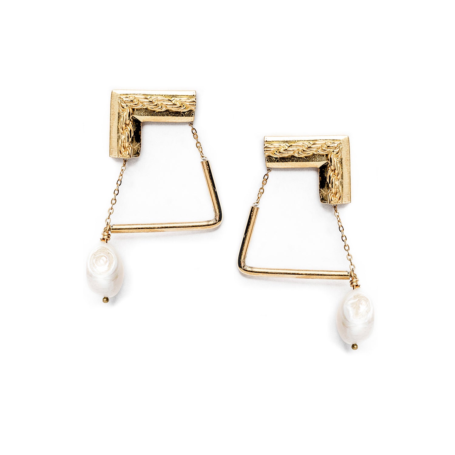 Shimoda Statement Earrings in Silver and Baroque Pearls