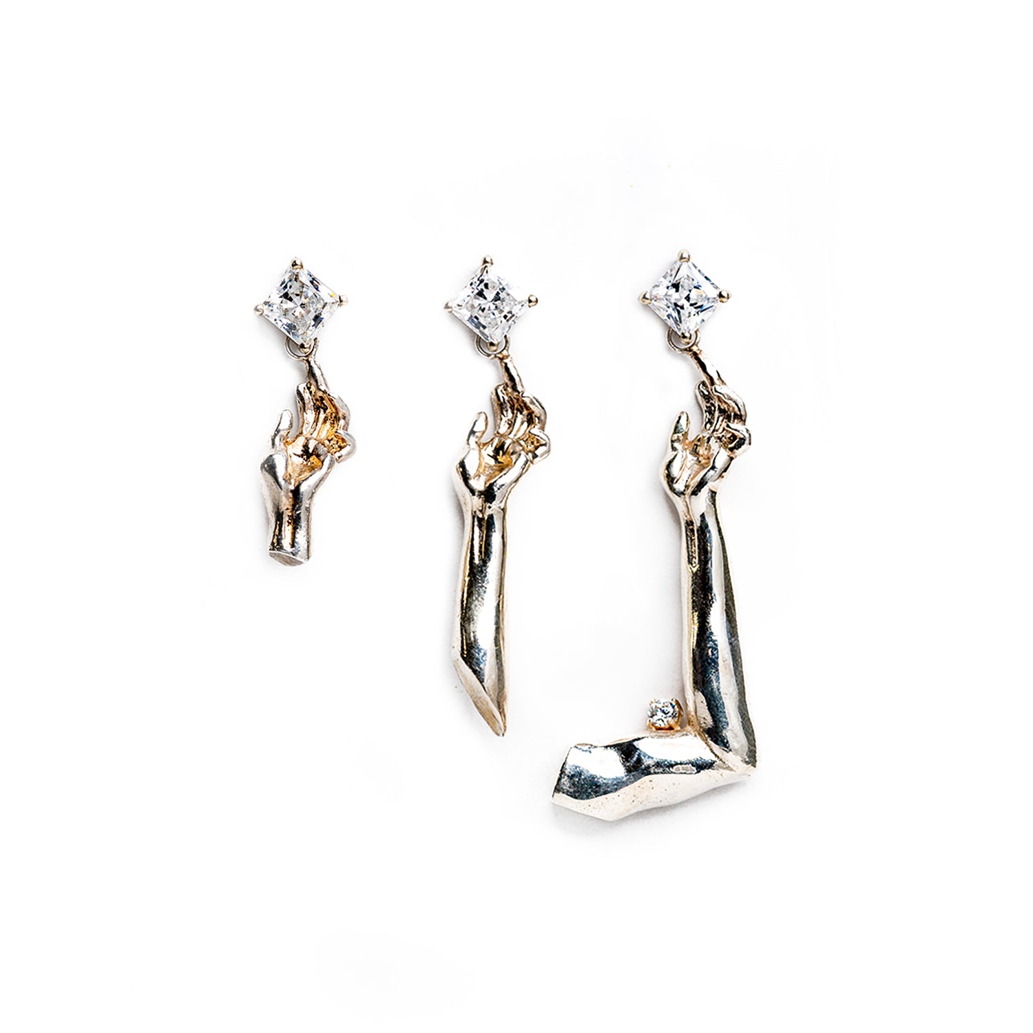 Kobe Asymmetrical Earrings in Silver